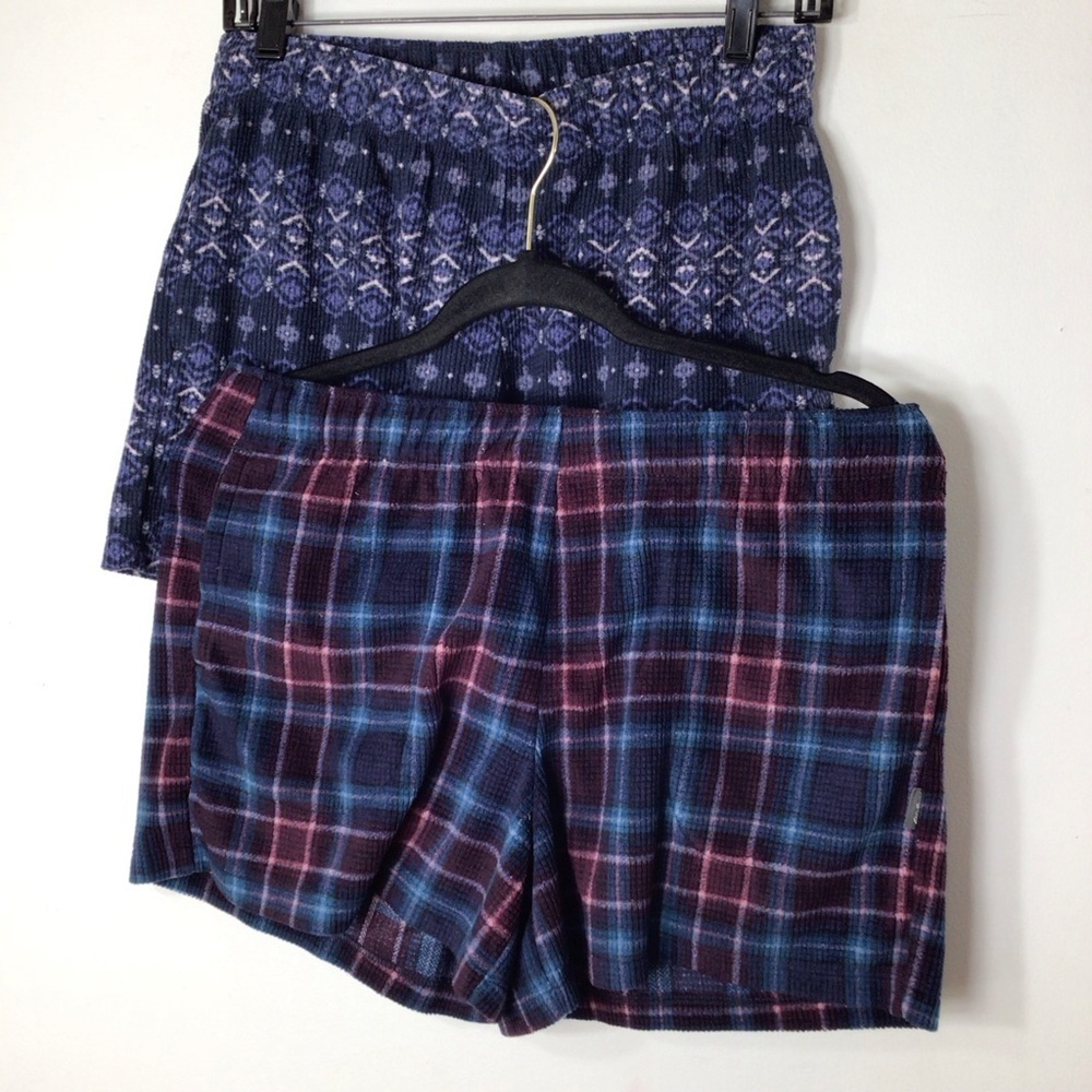 Eddie Bauer sleep shorts women small knit plaid